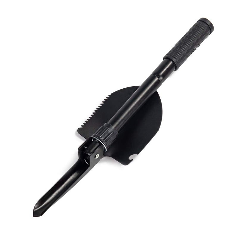 Jipemtra Gardening Folding Shovel Military Camping Shovel Survival Gear Entrenching Tool with Carrying Pouch Metal Handle for Camping Trekking Gardening Fishing Backpacking Snow (Black Zipper Pouch) - Image 3